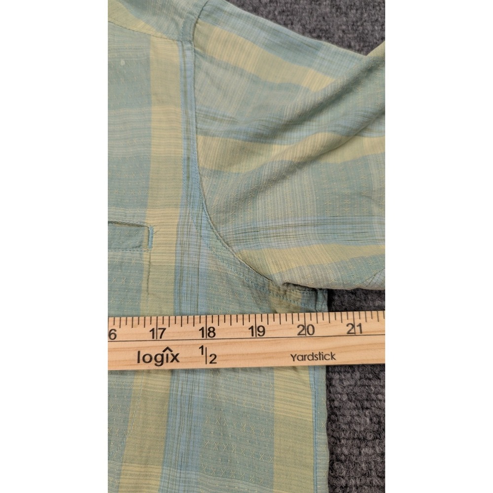 Woolrich Women's Green Striped Cotton Short Sleeve Button Front Shirt Medium - Picture 8 of 11